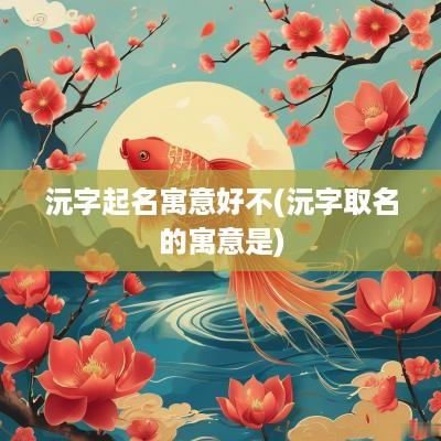 沅字起名寓意好不(沅字取名的寓意是)