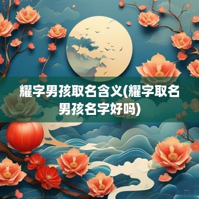 耀字男孩取名含义(耀字取名男孩名字好吗)
