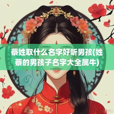 蔡姓取什么名字好听男孩(姓蔡的男孩子名字大全属牛)
