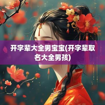 开字辈大全男宝宝(开字辈取名大全男孩)