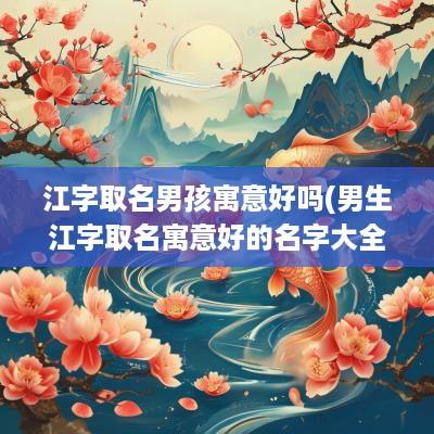 江字取名男孩寓意好吗(男生江字取名寓意好的名字大全)