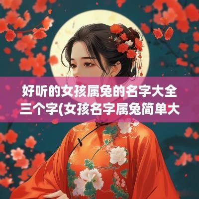 好听的女孩属兔的名字大全三个字(女孩名字属兔简单大方洋气)