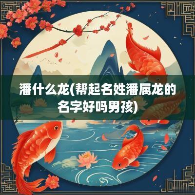 潘什么龙(帮起名姓潘属龙的名字好吗男孩)