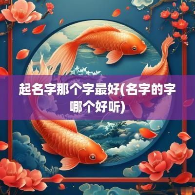 起名字那个字最好(名字的字哪个好听)