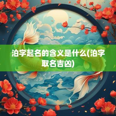 泊字起名的含义是什么(泊字取名吉凶)