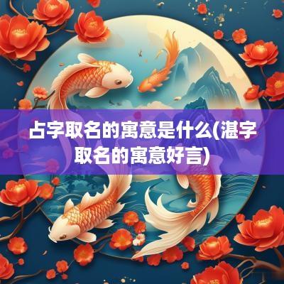 占字取名的寓意是什么(湛字取名的寓意好言)