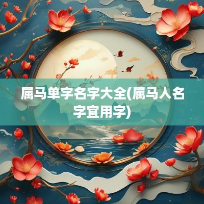 属马单字名字大全(属马人名字宜用字)