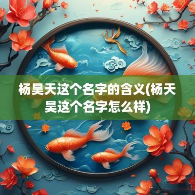 杨昊天这个名字的含义(杨天昊这个名字怎么样)