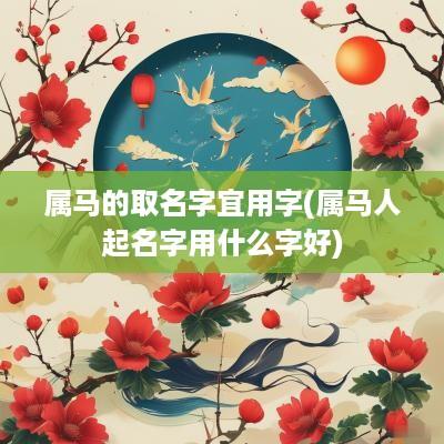 属马的取名字宜用字(属马人起名字用什么字好)