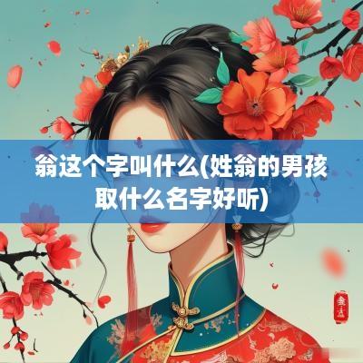 翁这个字叫什么(姓翁的男孩取什么名字好听)
