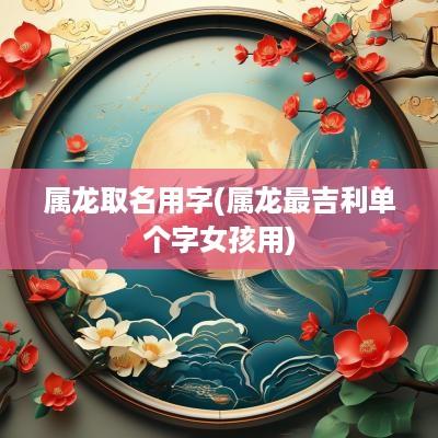属龙取名用字(属龙最吉利单个字女孩用)