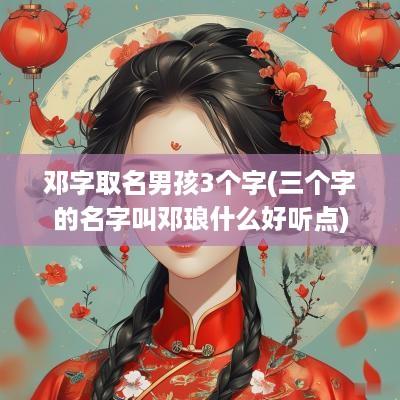 邓字取名男孩3个字(三个字的名字叫邓琅什么好听点)
