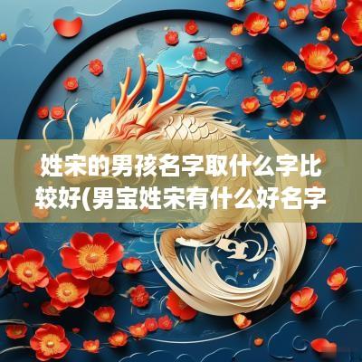 姓宋的男孩名字取什么字比较好(男宝姓宋有什么好名字)