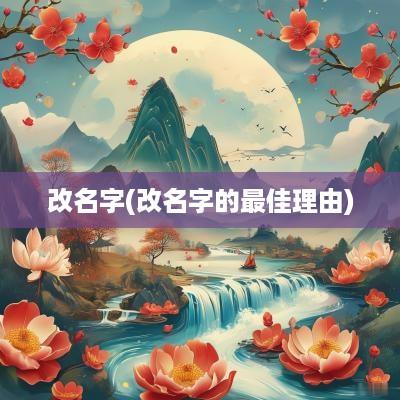 改名字(改名字的最佳理由)