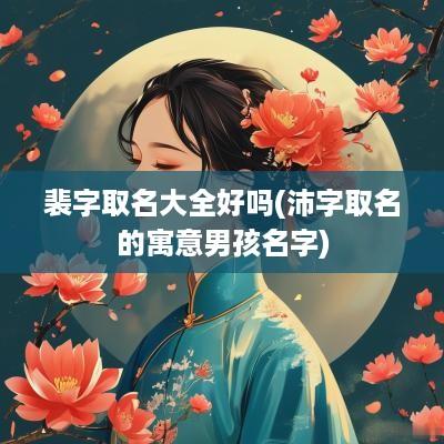 裴字取名大全好吗(沛字取名的寓意男孩名字)
