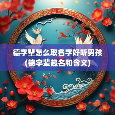 德字辈怎么取名字好听男孩(德字辈起名和含义)