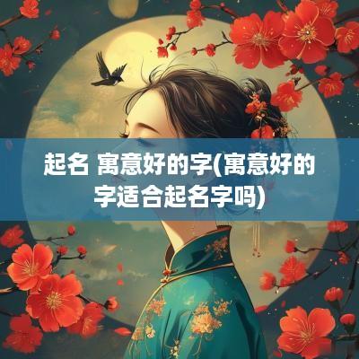 起名 寓意好的字(寓意好的字适合起名字吗)
