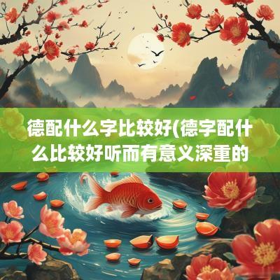 德配什么字比较好(德字配什么比较好听而有意义深重的)