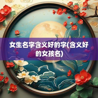 女生名字含义好的字(含义好的女孩名)