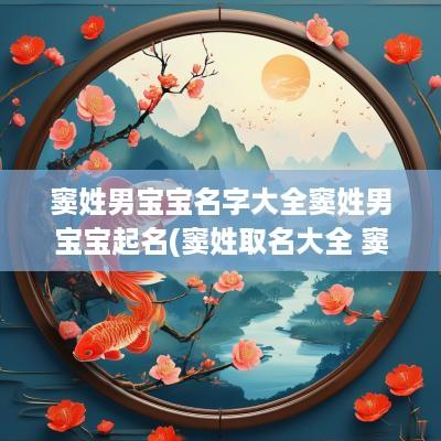 窦姓男宝宝名字大全窦姓男宝宝起名(窦姓取名大全 窦姓名字) 窦姓男宝宝名字大全窦姓男宝宝起名(窦姓取名大全 窦姓名字)