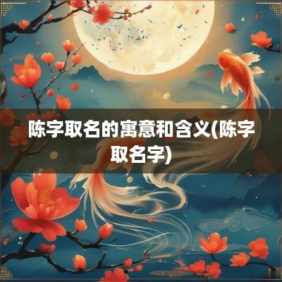 陈字取名的寓意和含义(陈字取名字)