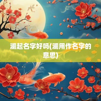 澜起名字好吗(澜用作名字的意思)