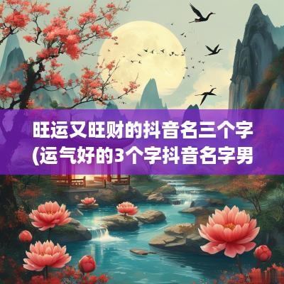 旺运又旺财的抖音名三个字(运气好的3个字抖音名字男)