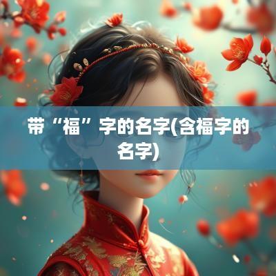 带“福”字的名字(含福字的名字)