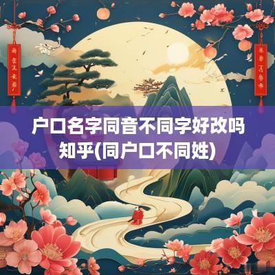 户口名字同音不同字好改吗知乎(同户口不同姓)