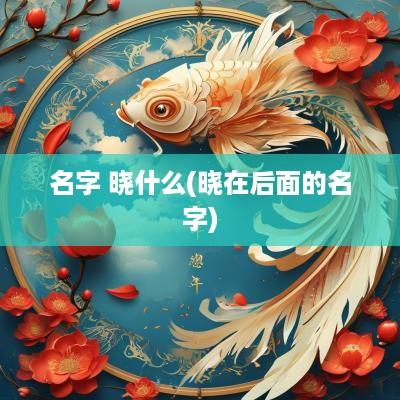 名字 晓什么(晓在后面的名字)
