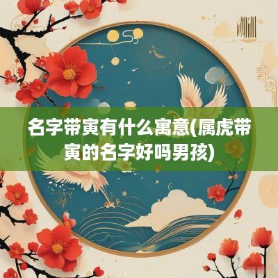 名字带寅有什么寓意(属虎带寅的名字好吗男孩)