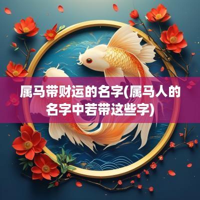 属马带财运的名字(属马人的名字中若带这些字)