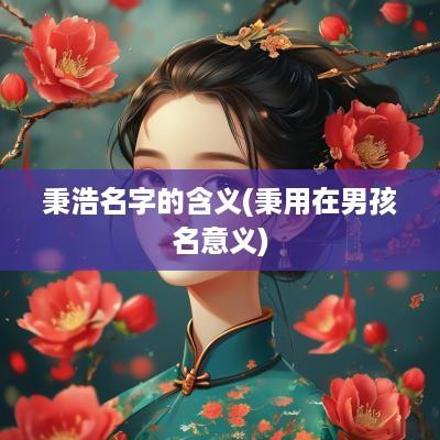 秉浩名字的含义(秉用在男孩名意义)