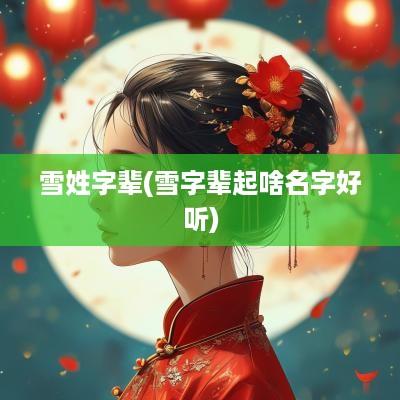 雪姓字辈(雪字辈起啥名字好听)
