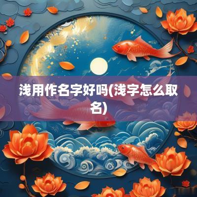 浅用作名字好吗(浅字怎么取名)