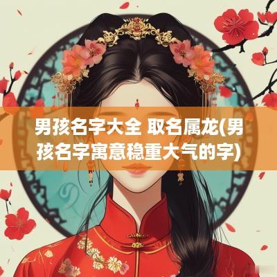 男孩名字大全 取名属龙(男孩名字寓意稳重大气的字)