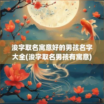 浚字取名寓意好的男孩名字大全(浚字取名男孩有寓意)