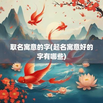 取名寓意的字(起名寓意好的字有哪些)