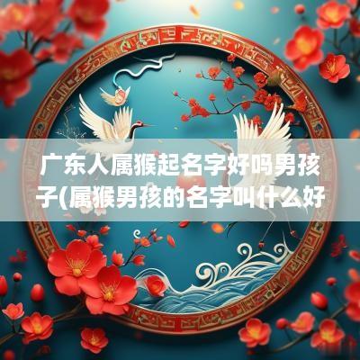 广东人属猴起名字好吗男孩子(属猴男孩的名字叫什么好听)