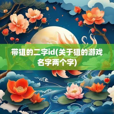 带狙的二字id(关于狙的游戏名字两个字)