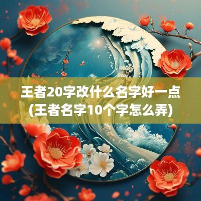 王者20字改什么名字好一点(王者名字10个字怎么弄)