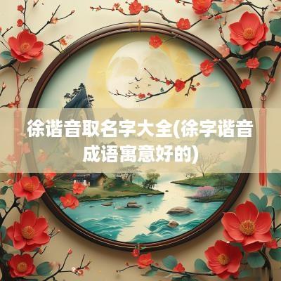 徐谐音取名字大全(徐字谐音成语寓意好的)