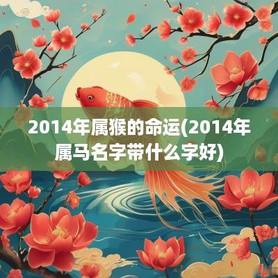2014年属猴的命运(2014年属马名字带什么字好)