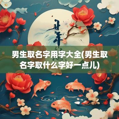 男生取名字用字大全(男生取名字取什么字好一点儿)