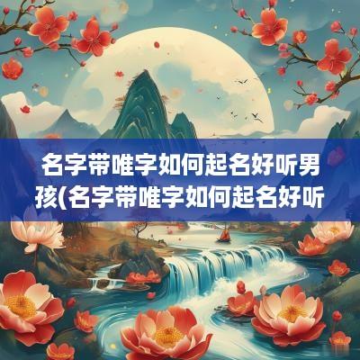 名字带唯字如何起名好听男孩(名字带唯字如何起名好听女孩)
