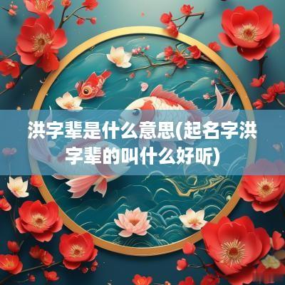 洪字辈是什么意思(起名字洪字辈的叫什么好听)