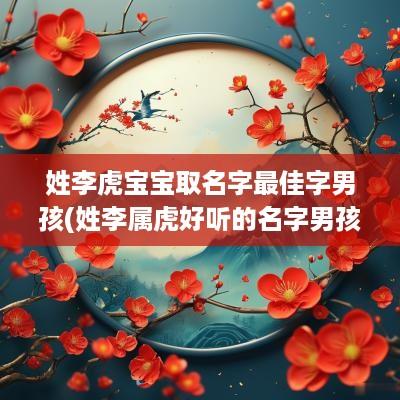 姓李虎宝宝取名字最佳字男孩(姓李属虎好听的名字男孩两个字)