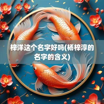 梓洋这个名字好吗(杨梓淳的名字的含义)