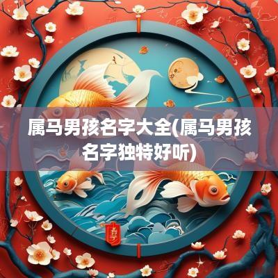属马男孩名字大全(属马男孩名字独特好听)