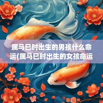 属马巳时出生的男孩什么命运(属马巳时出生的女孩命运怎么样)